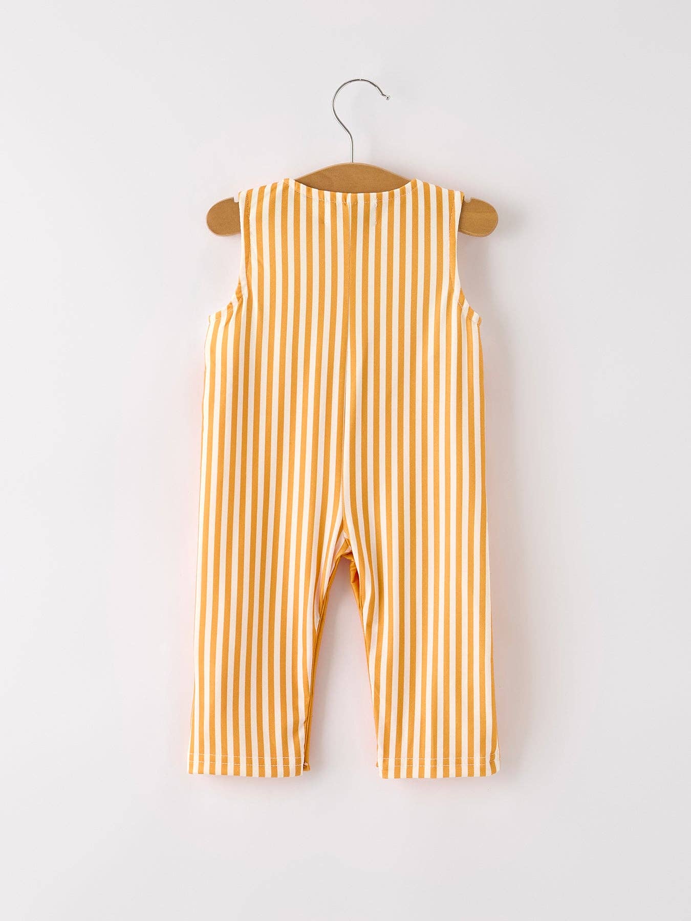 Fall Thanksgiving Chicken Smock Embroidered Orange Stripes Boys Romper