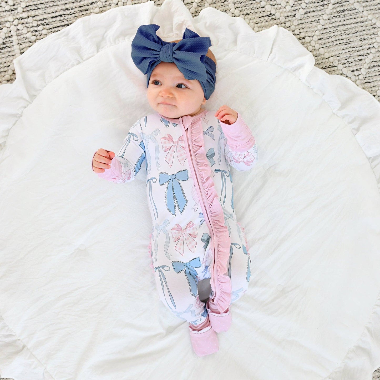 Samantha Bows RUFFLE ZIP Bamboo Sleeplies Little Outfit