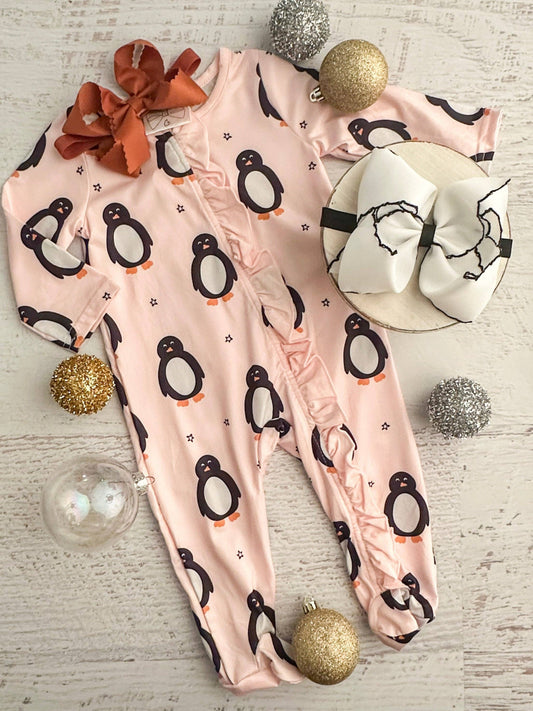 The Hair Bow Company - Polar Penguins Infant Girl Onesie
