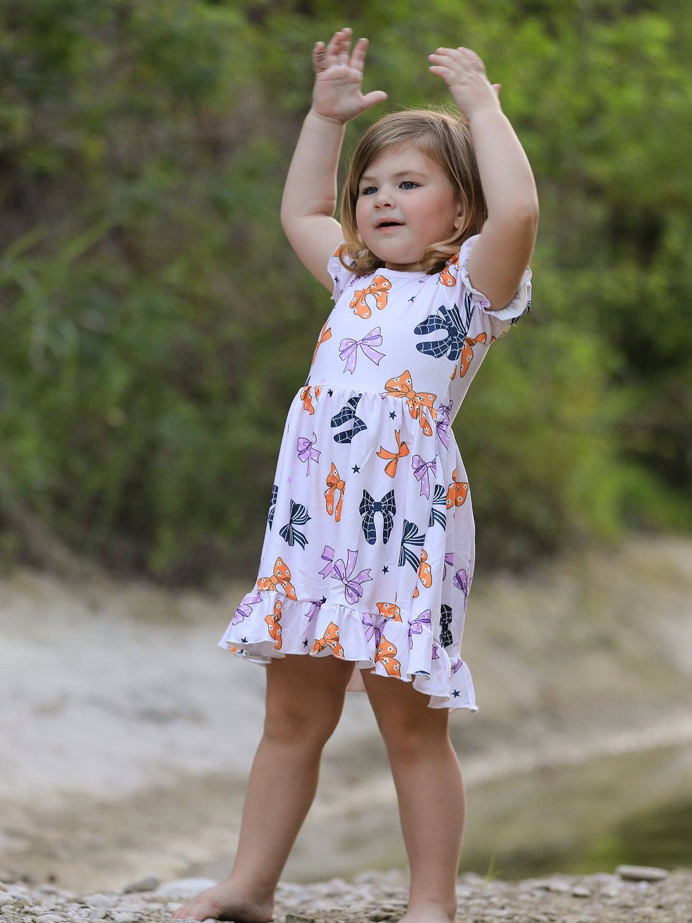 Rylee Faith Designs - Halloween Bow Print Cute Girls Dress
