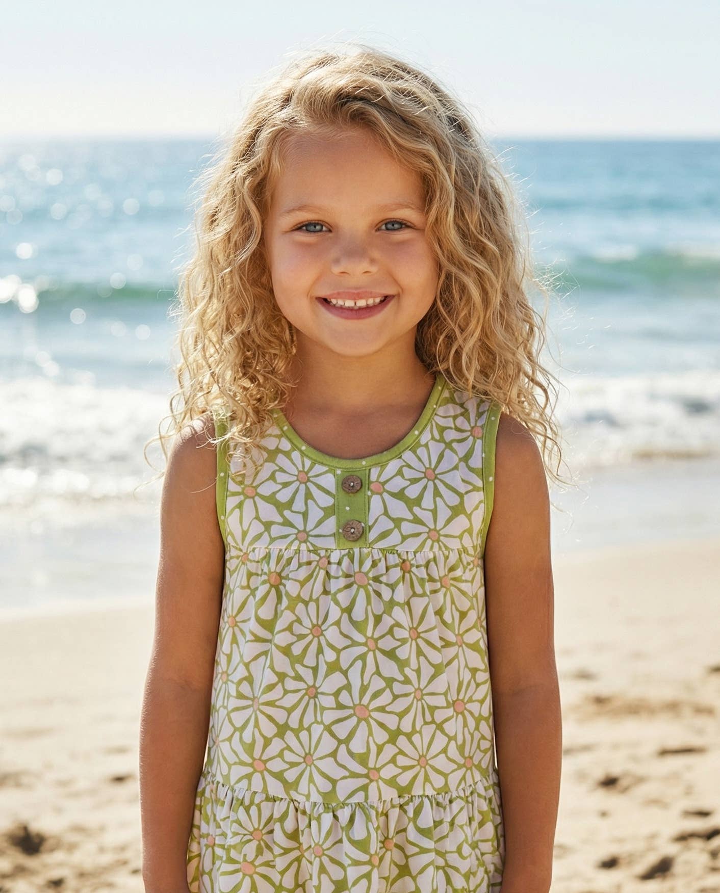 Kids Ruby Lime Green Daisy Spring Summer Short Set