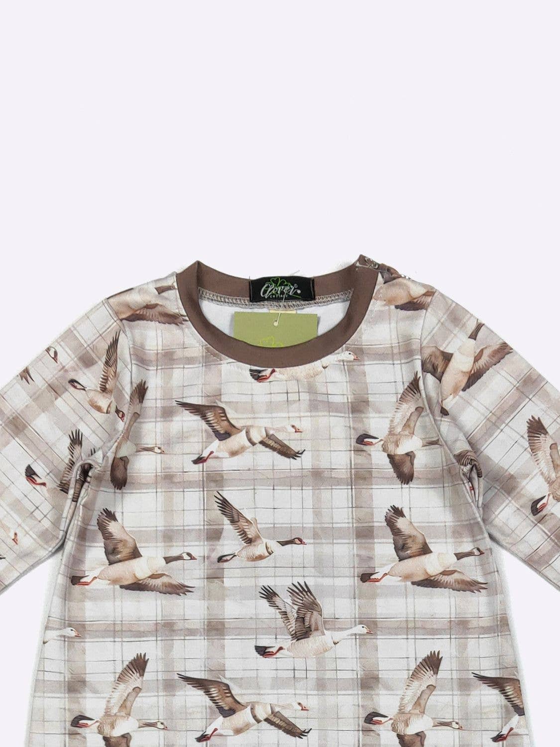 Clover Cottage - Plaid Mallard LS Boy Romper