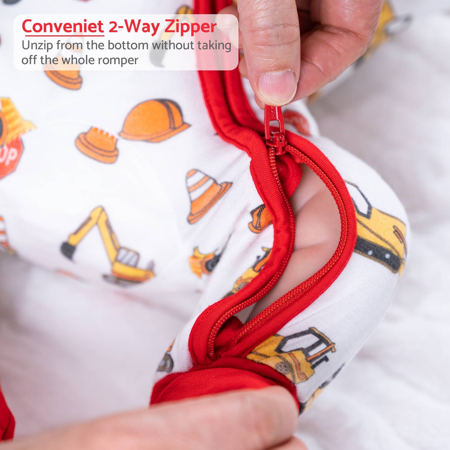 LollyBanks - Under Construction Baby Bamboo Pajamas  2 Way Zipper
