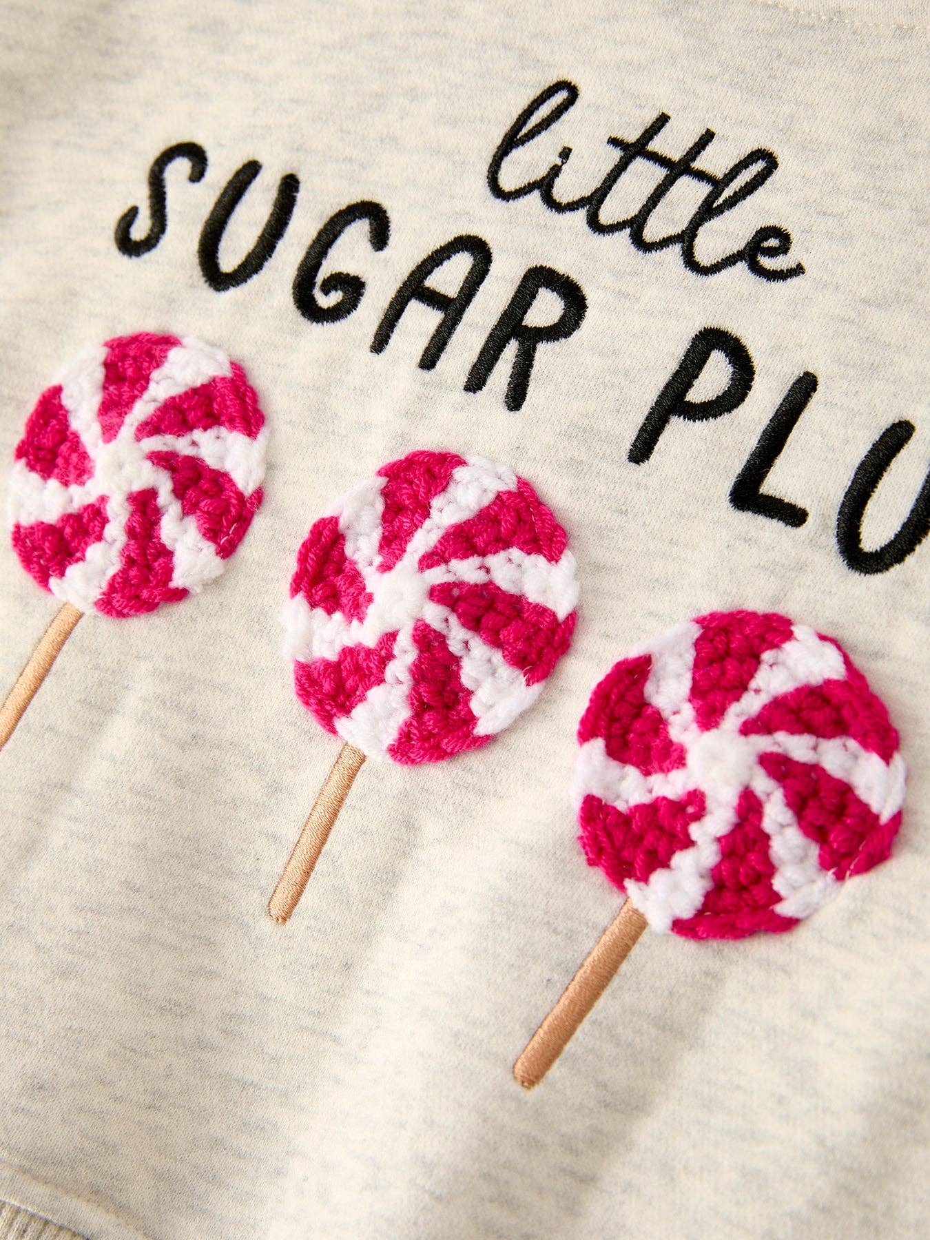 Winter Christmas "Little Sugar Plum" Embroidered Lollipop Chenille Patches Girls Set