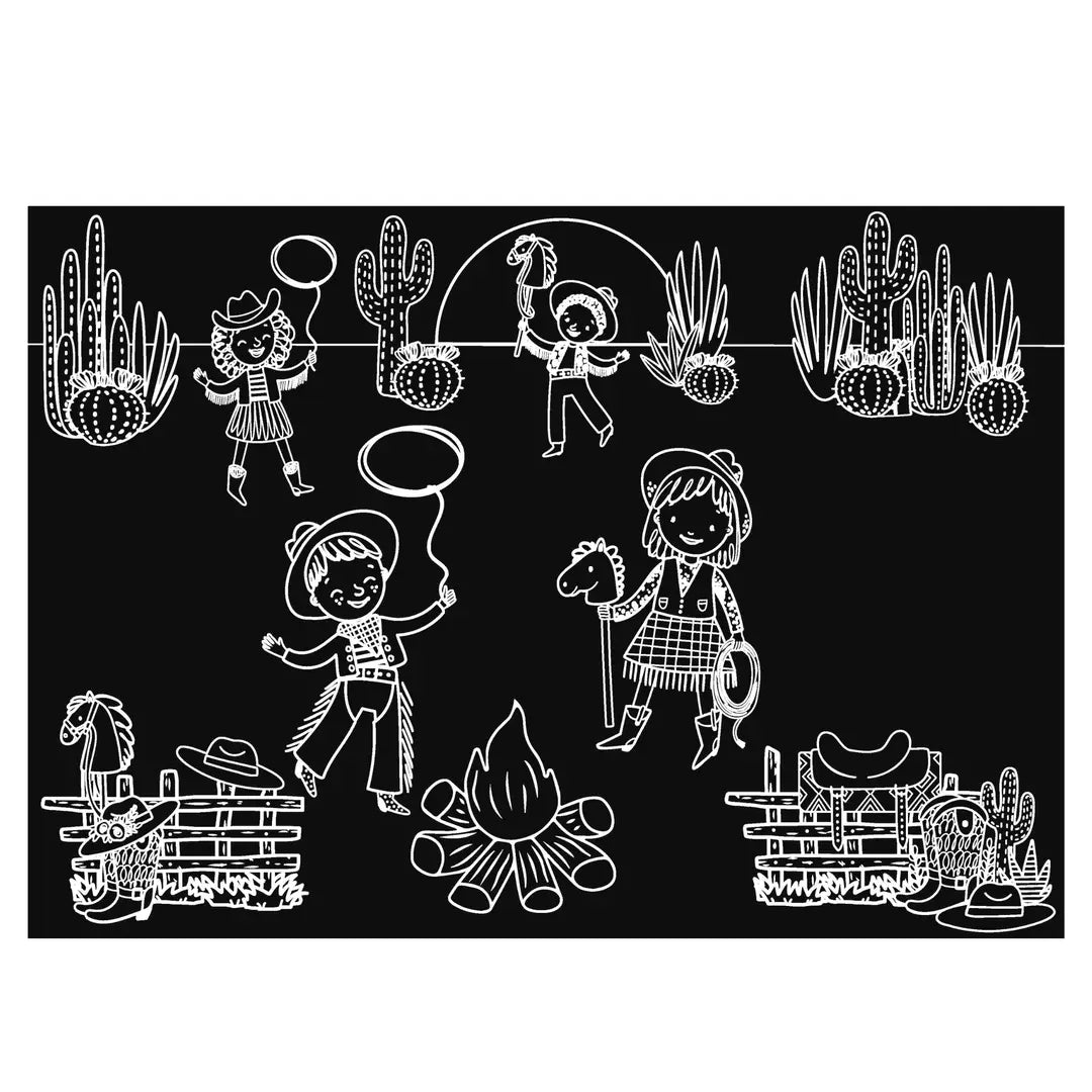 Imagination Starters - Coloring Placemat-Cowboy Campfire-12x17