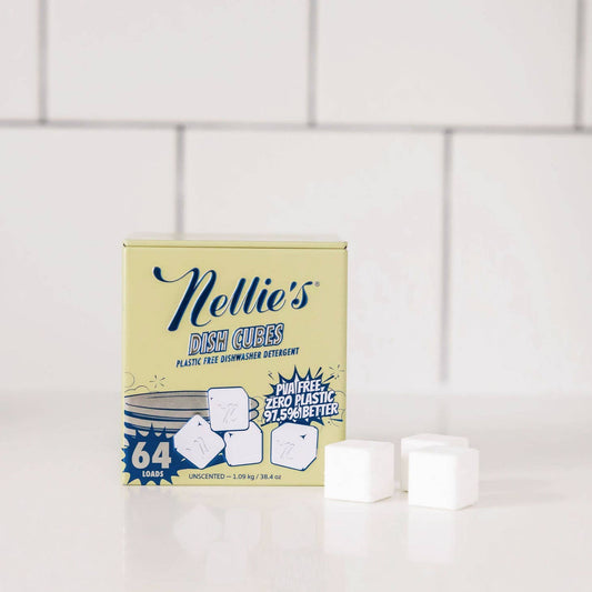 Nellie's Clean - Dish Cubes  - Plastic-Free Dishwasher Tablets - 64 Load Tin