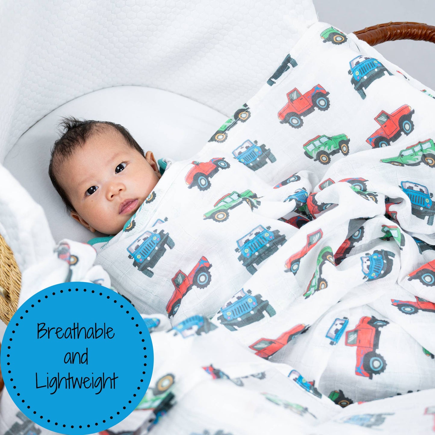 Vroom Vroom Zoom Baby Muslin Swaddle Blanket
