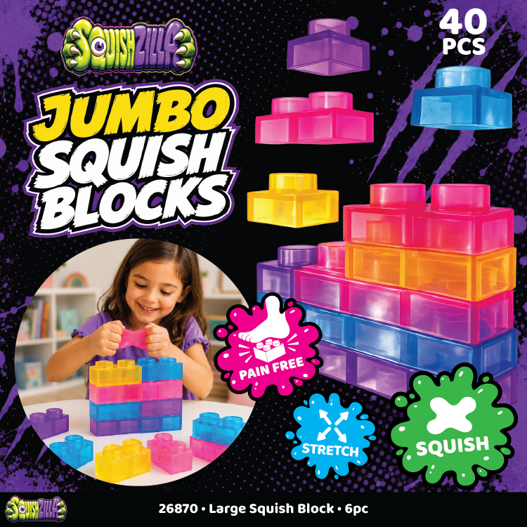 Novelty Brands - Fun Doh JUMBO Squish Blocks Building Sensory Toy - 6/Display