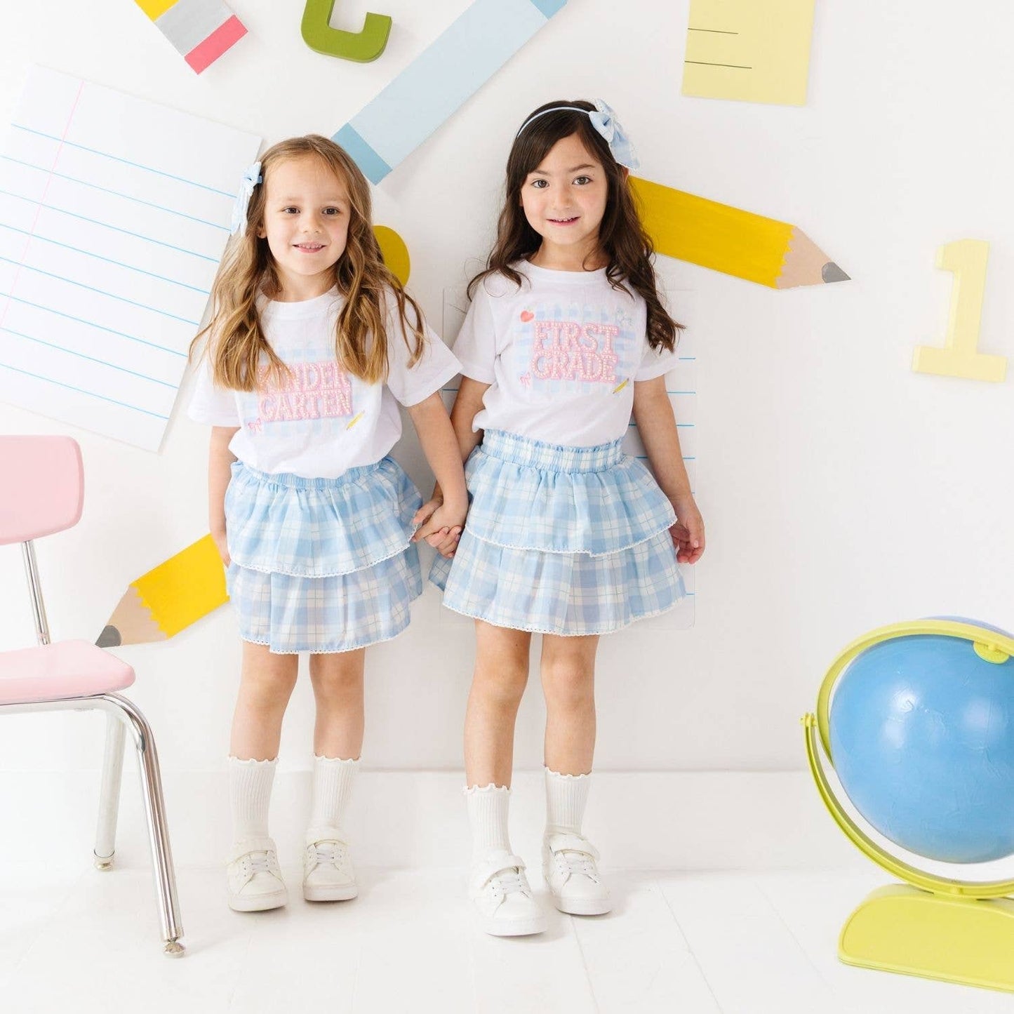 Sweet Wink - Blue Plaid Bow Headband - Kids Hair Accessories