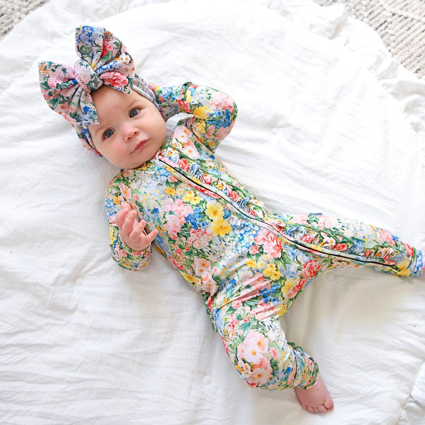 Joanna RUFFLE ZIP Bamboo One Piece Floral Baby Clothing