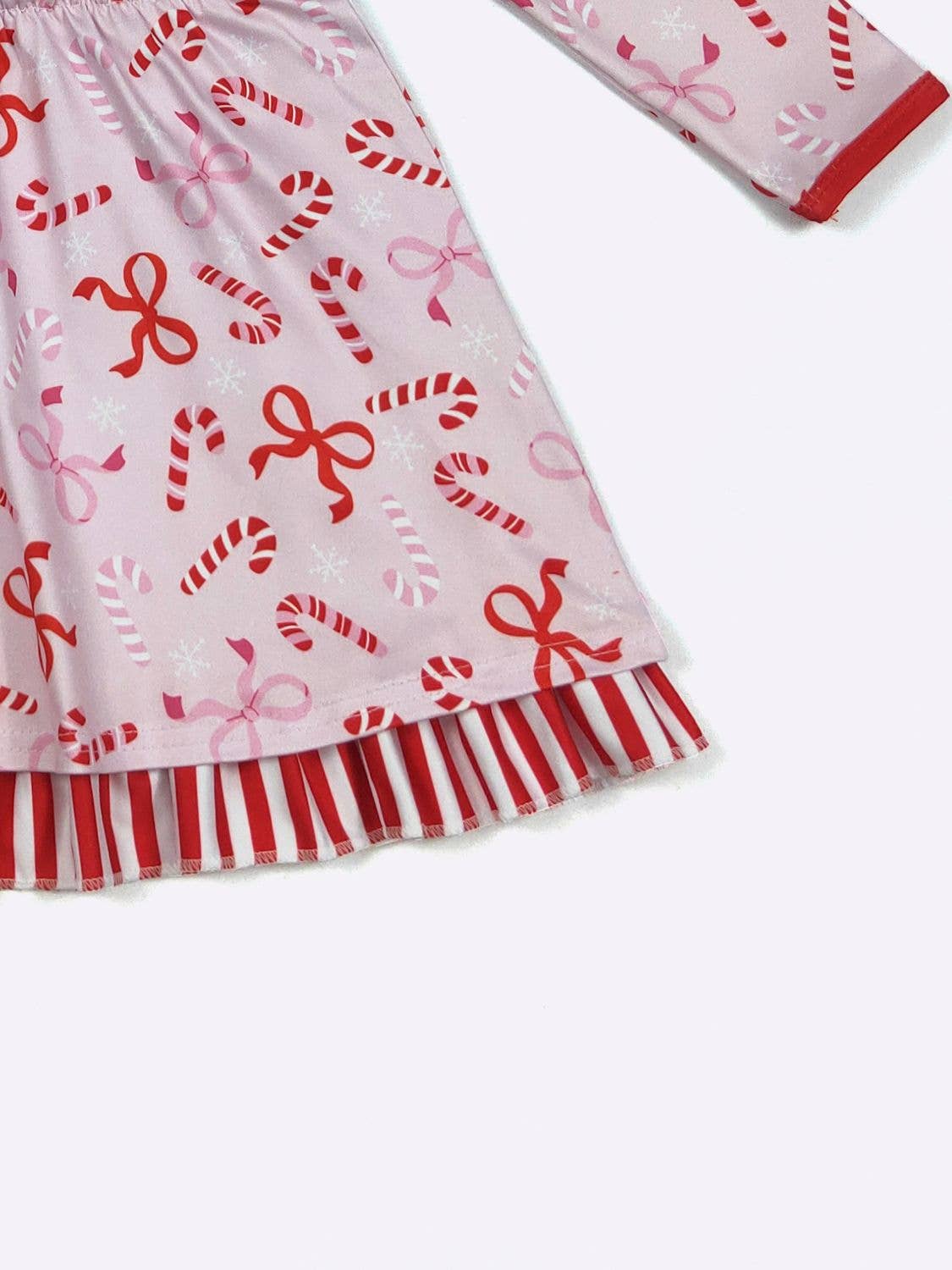 Clover Cottage - Candy Cane Bows Girls Dress