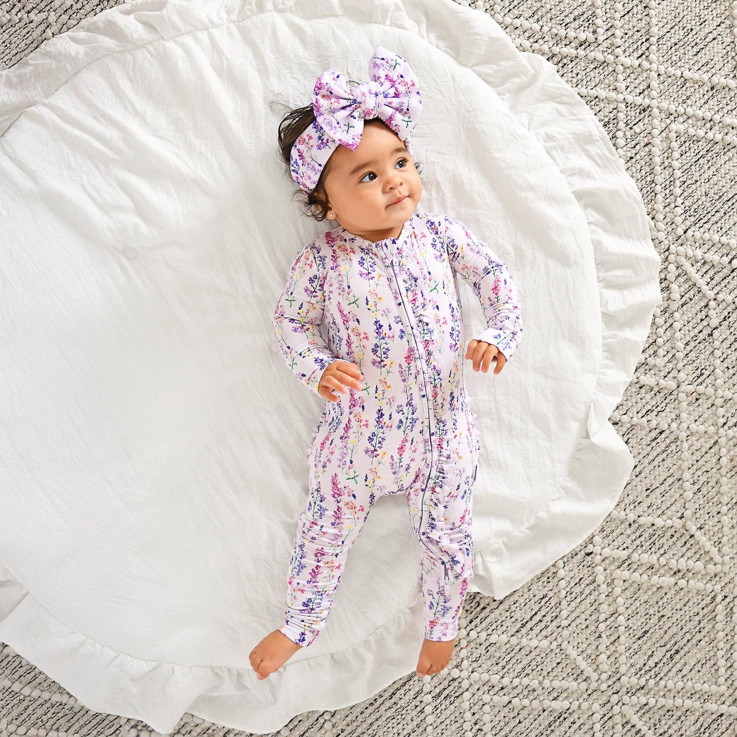 Avani RUFFLE ZIP Bamboo One Piece Floral Baby Clothing