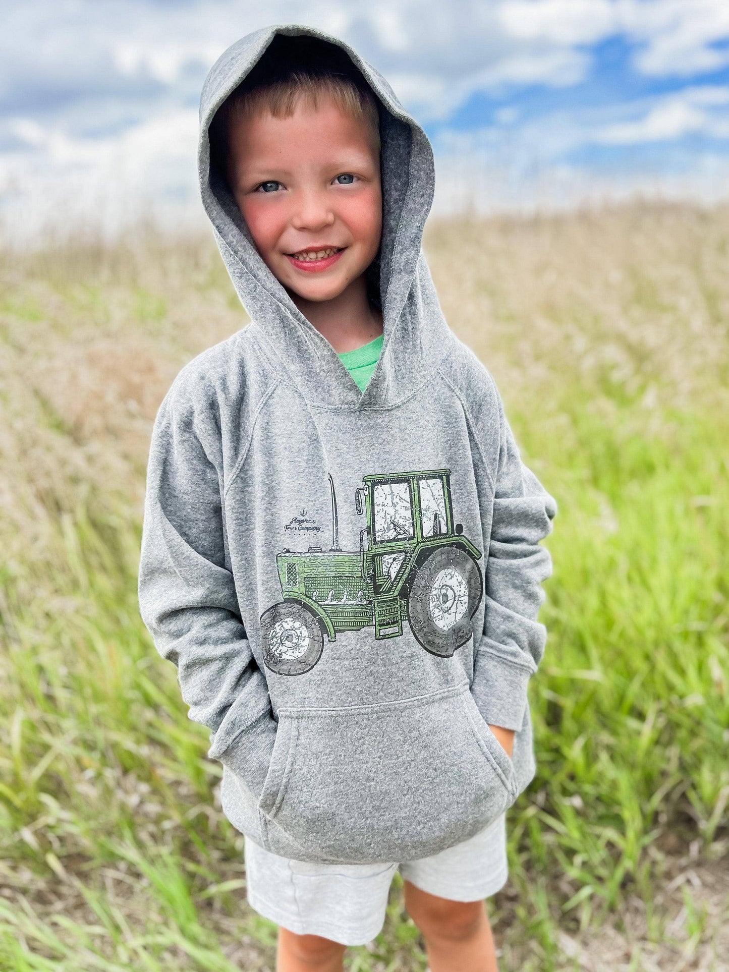Western Green Tractor Youth & Toddler Graphic Hoodie