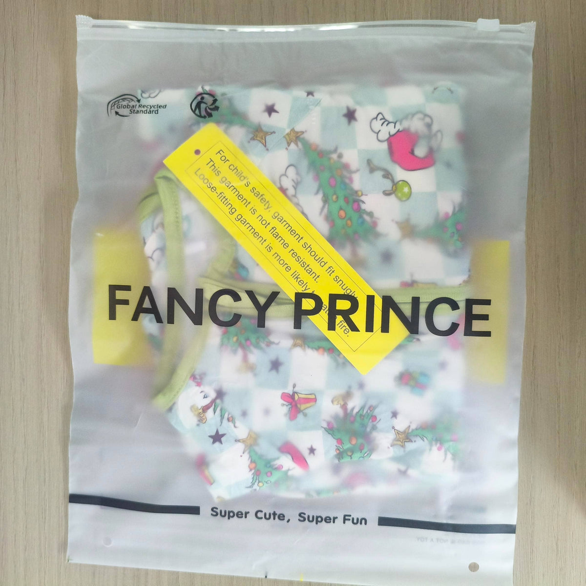 FancyPrince - Christmas Tree Santa Hat Green Plaid Baby Bamboo Zipper Romper