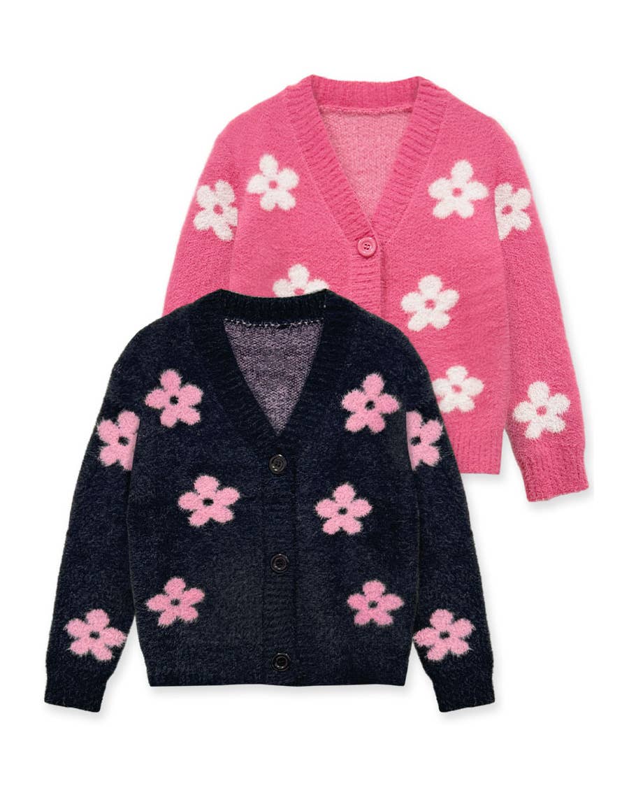 Cardigan Sweater w/ Flower