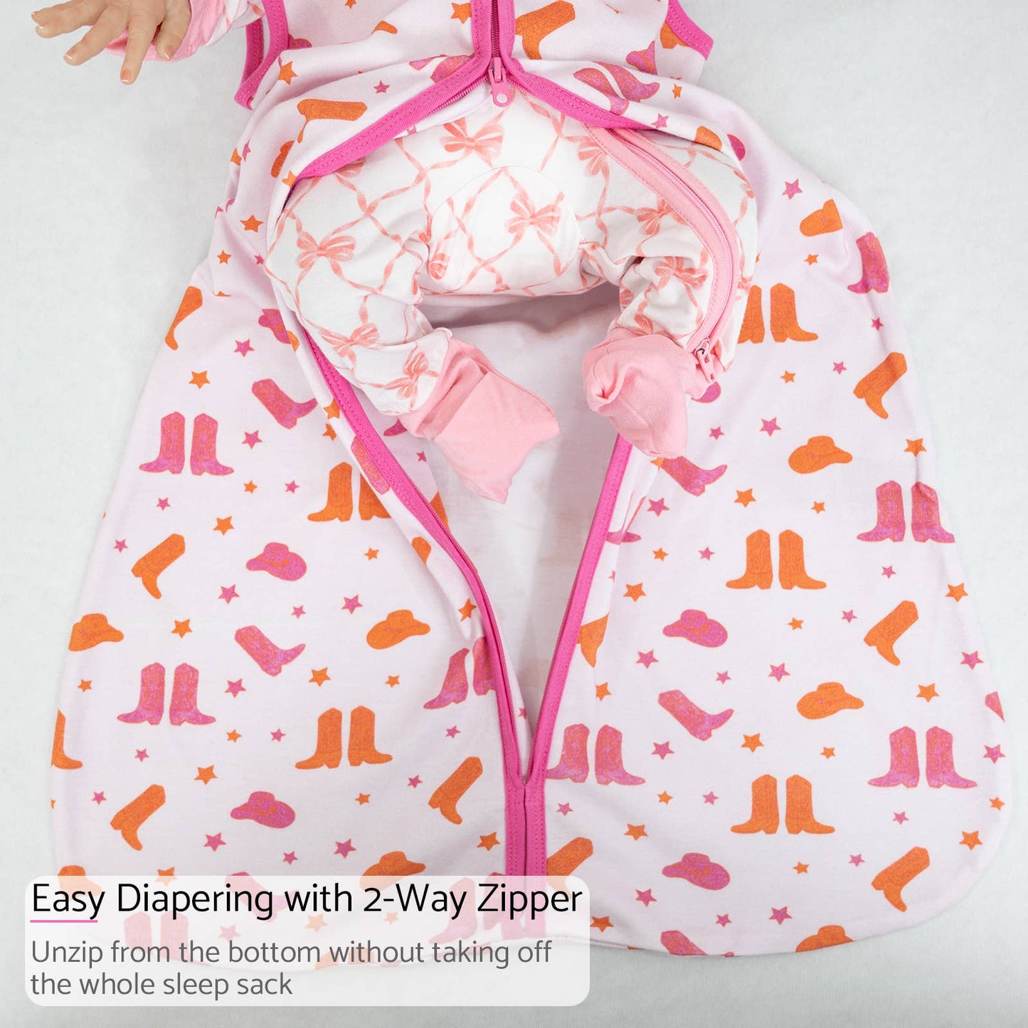 LollyBanks - Life is Better in Pink Boots Baby Girl Sleep Sack