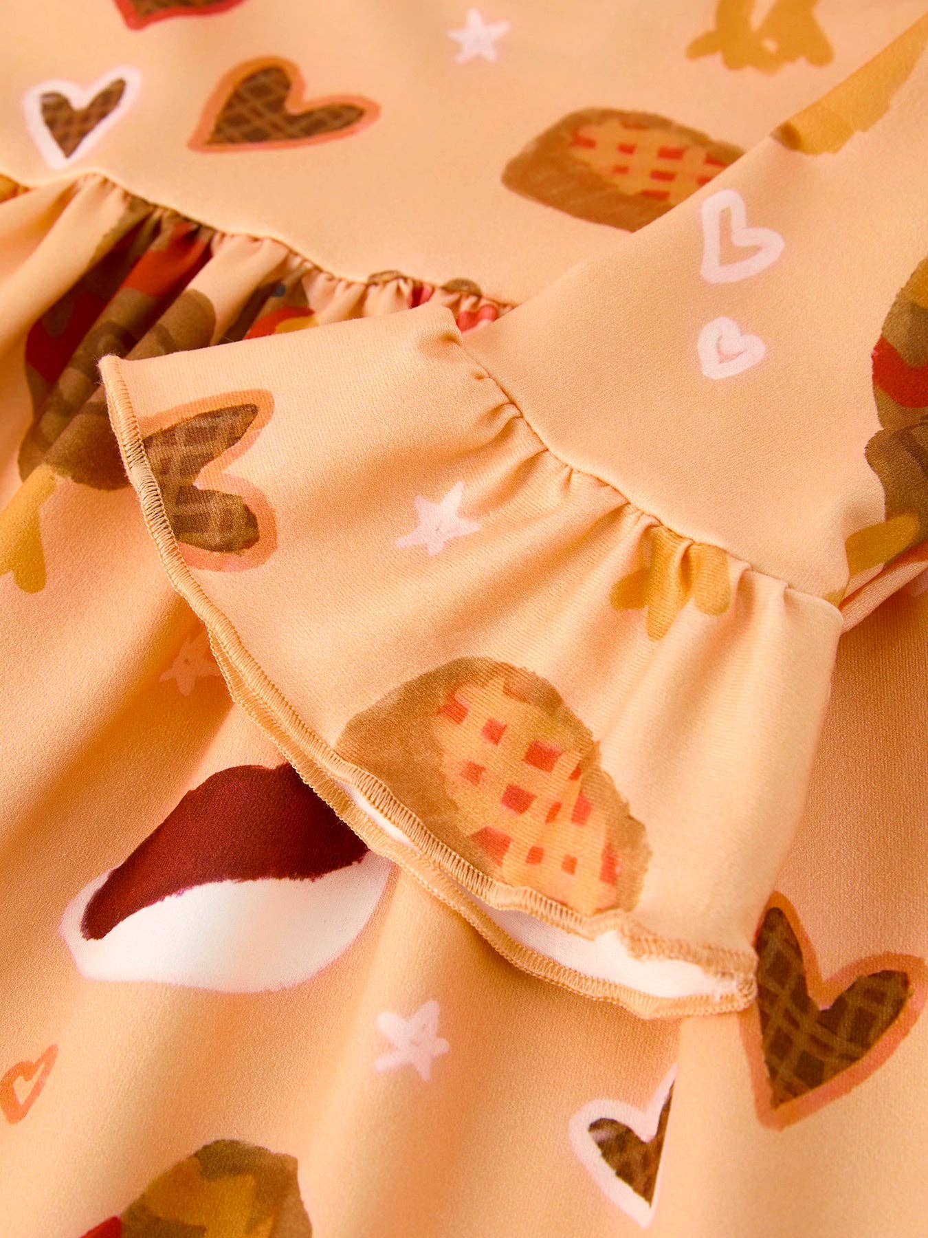 Rylee Faith Designs - Thanksgiving Day Turkey Pie Print Ruffle Sleeve Dress