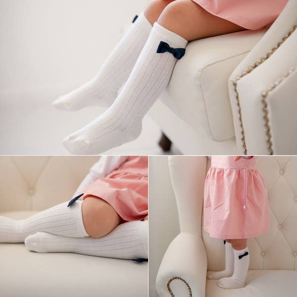 Nana Ribbon Knee Socks - White