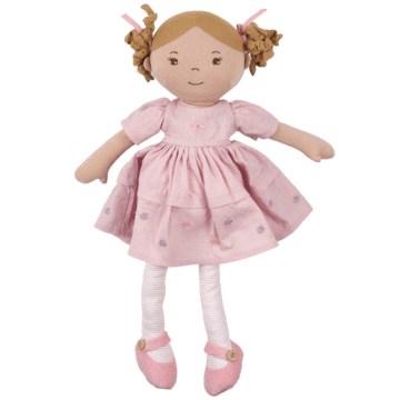 Tikiri Toys LLC - Amelia Lt. Brown Hair Doll in Pink Linen Dress w/Display Box