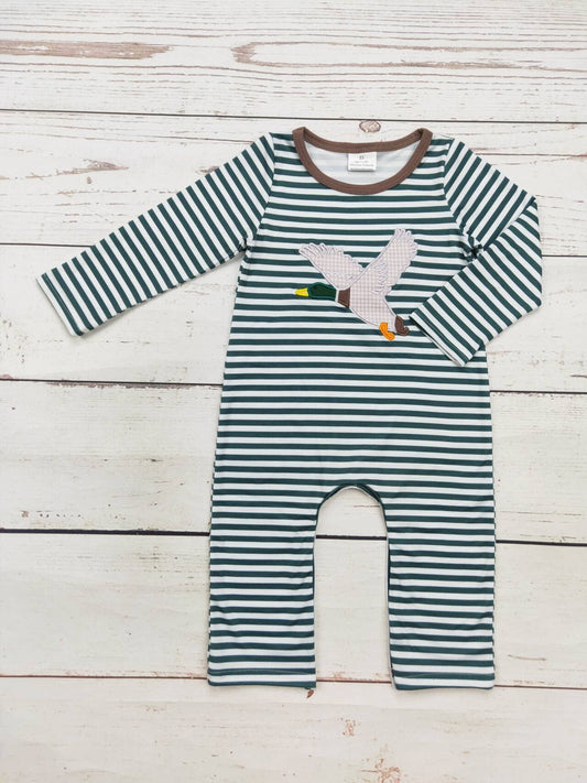 sassy kids palace - Baby Boy Stripe Duck Appliqué Romper