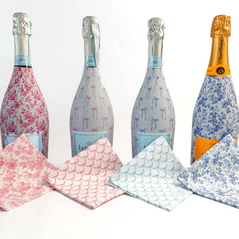 Beau Bottles - Beau Bottles Pink Floral Cocktail Napkins