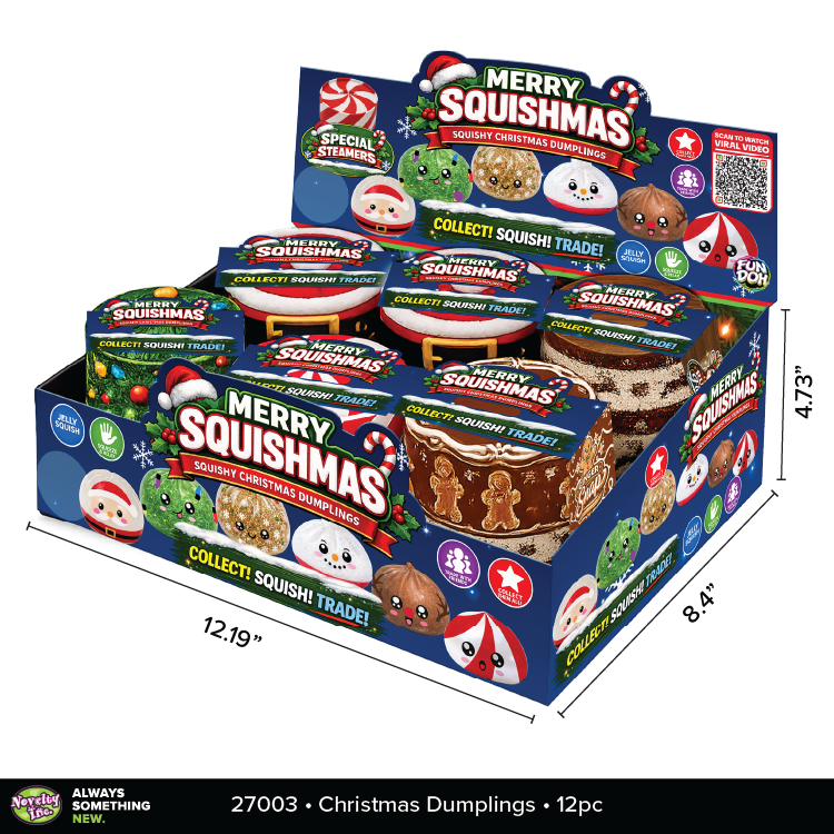 Novelty Brands - Fun Doh Christmas Dumpling Squishy Toy 12pc Holiday Display