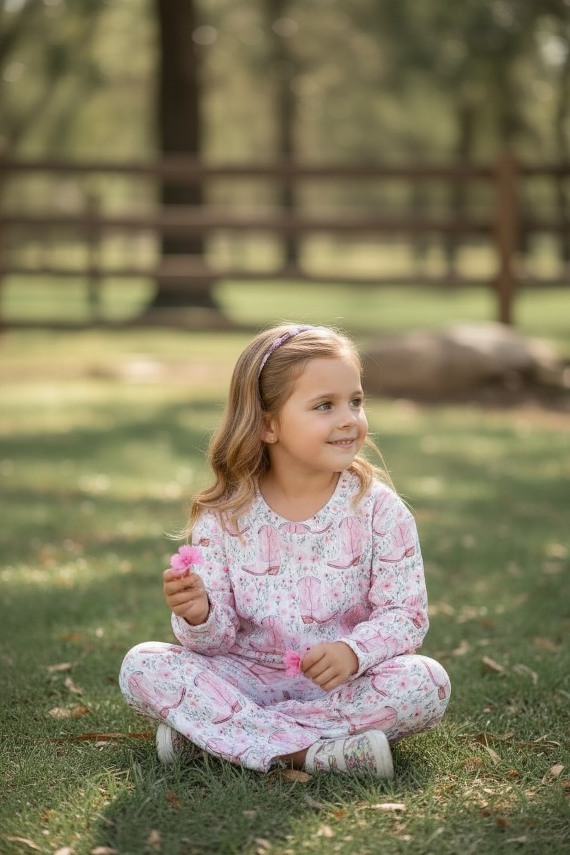 Western boot printed two piece set