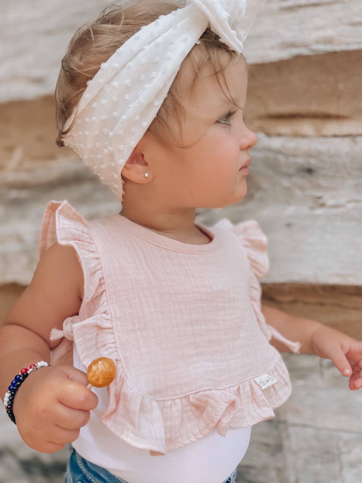 Ali+Oli - Muslin Cotton Ruffle Baby Bib (Pink)