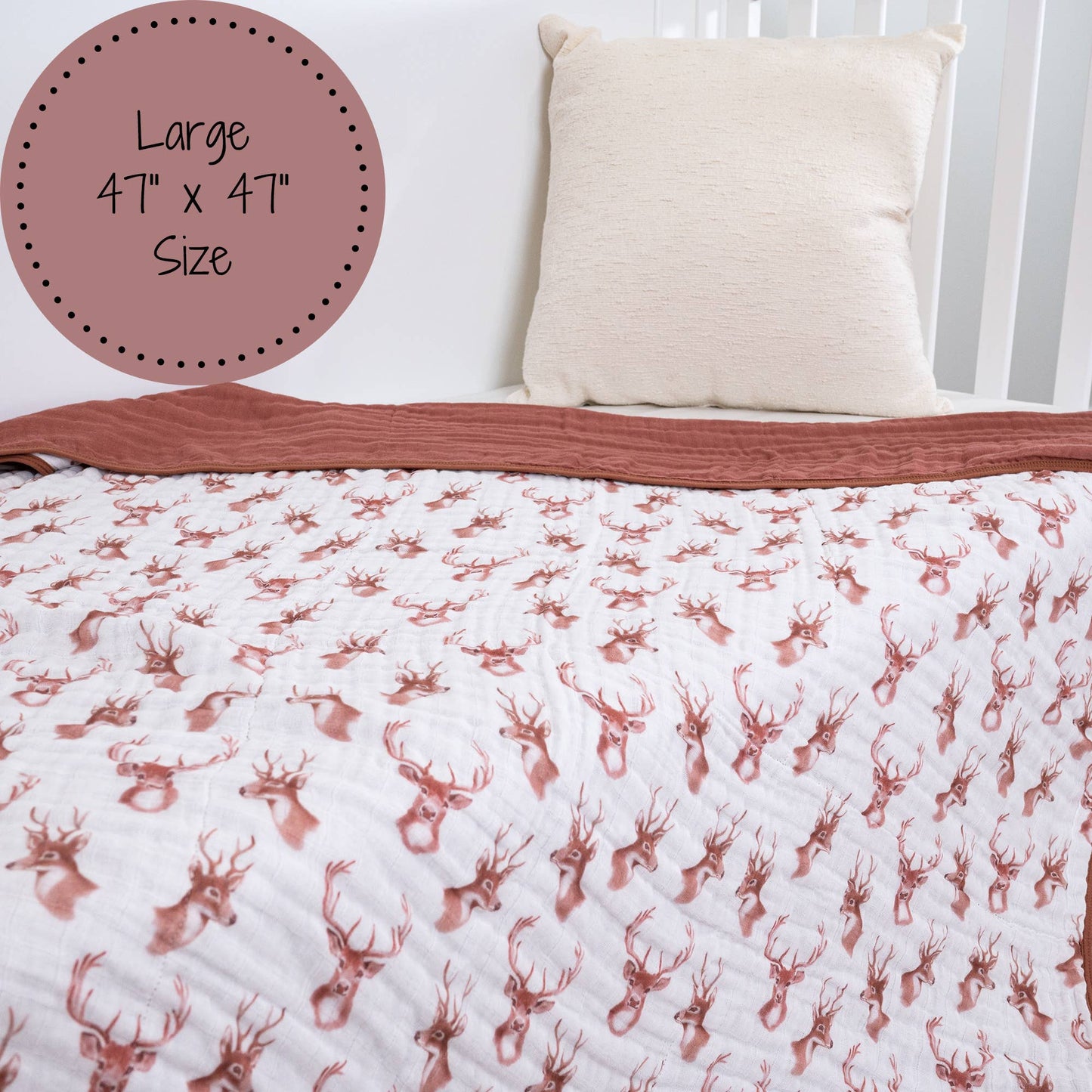 LollyBanks - Oh Deer Baby Toddler 100% Cotton Muslin Blanket