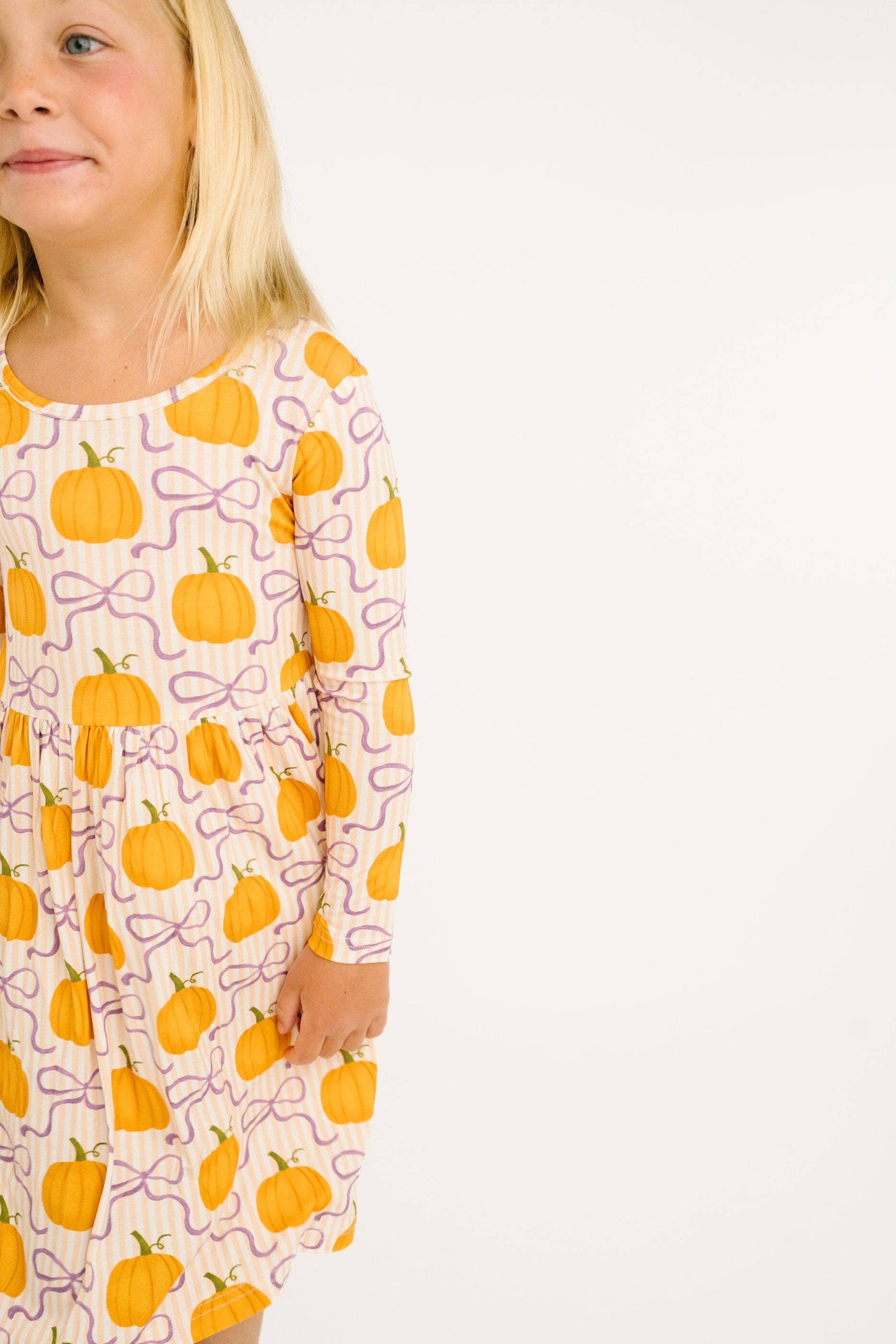 Little One Shop - Pumpkin & Bows Bamboo Dress