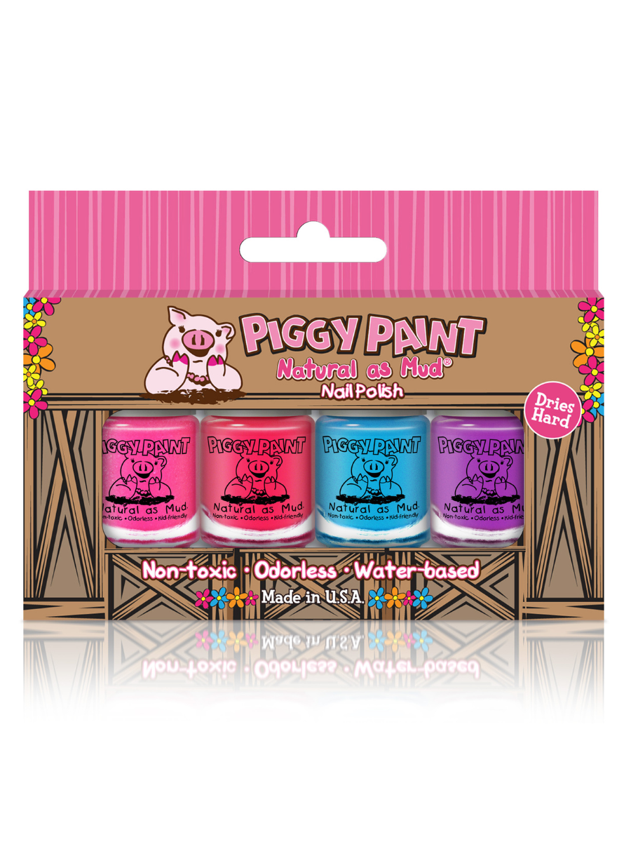 Piggy Paint - 4 Polish Box Set Non-Toxic Kids Nail Polish
