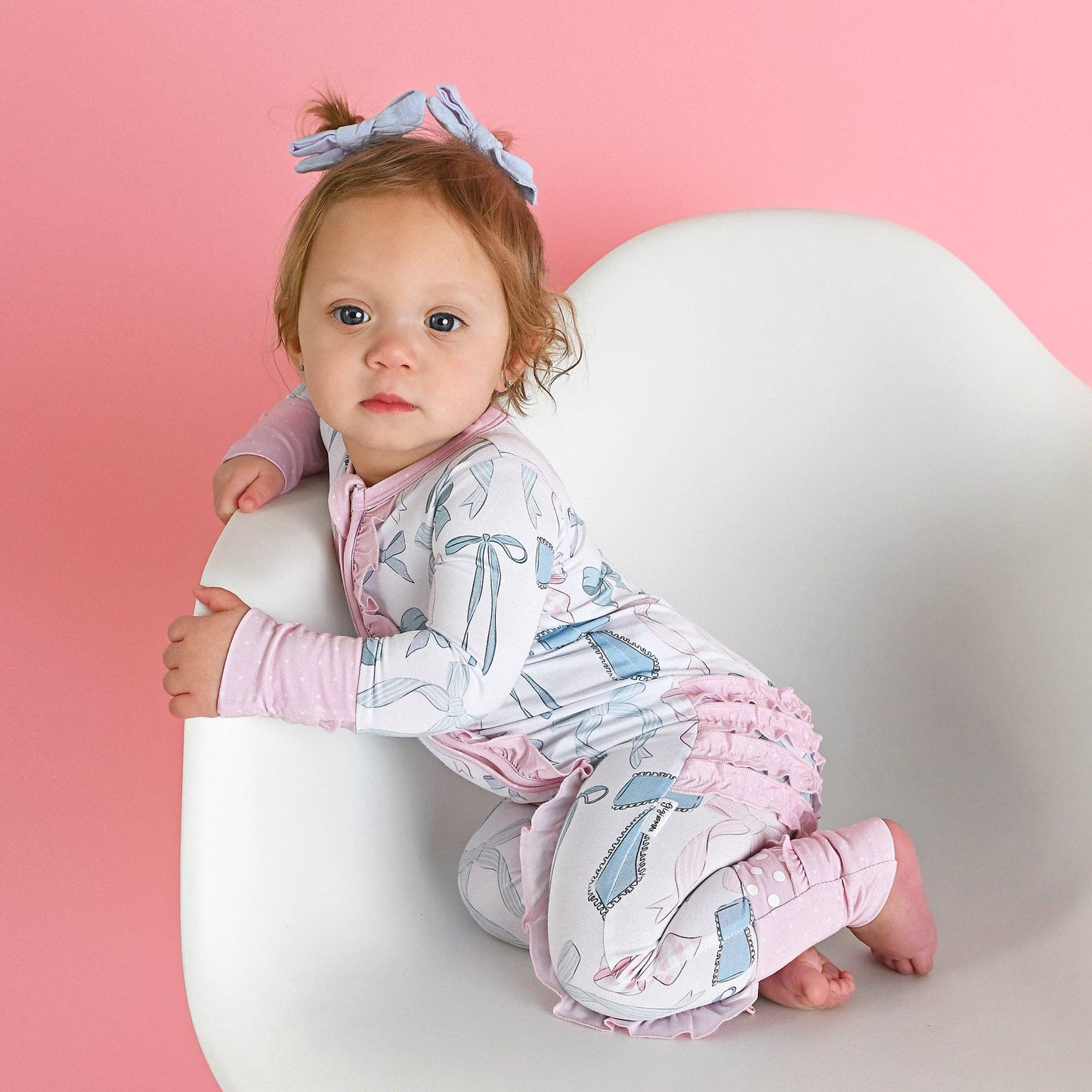 Samantha Bows RUFFLE ZIP Bamboo Sleeplies Little Outfit