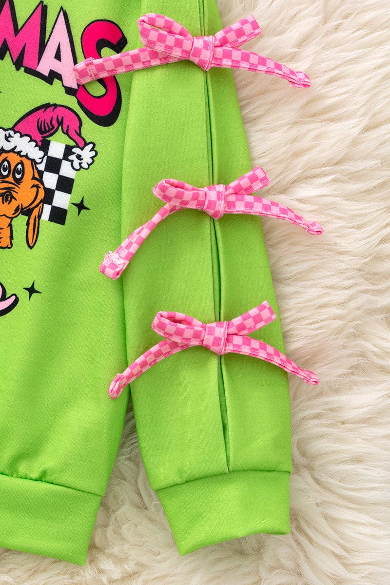 Green Mas sweatshirt with sleeve bows