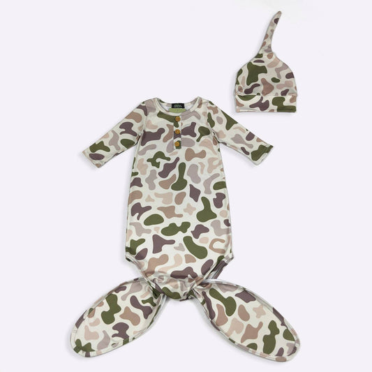 Clover Cottage - Outdoor Camo Baby Knotted Gown