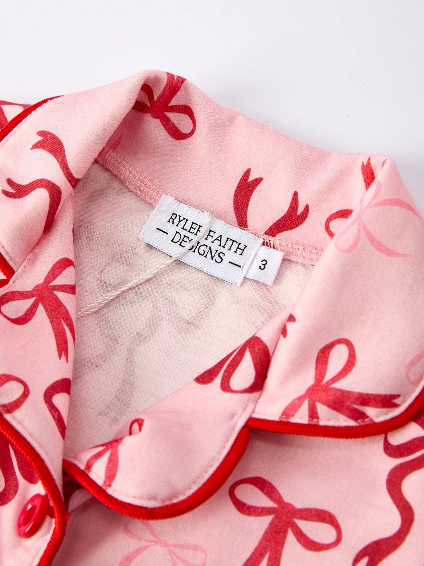 Rylee Faith Designs - Christmas Bow Girls Pajama Set with Furry Trim