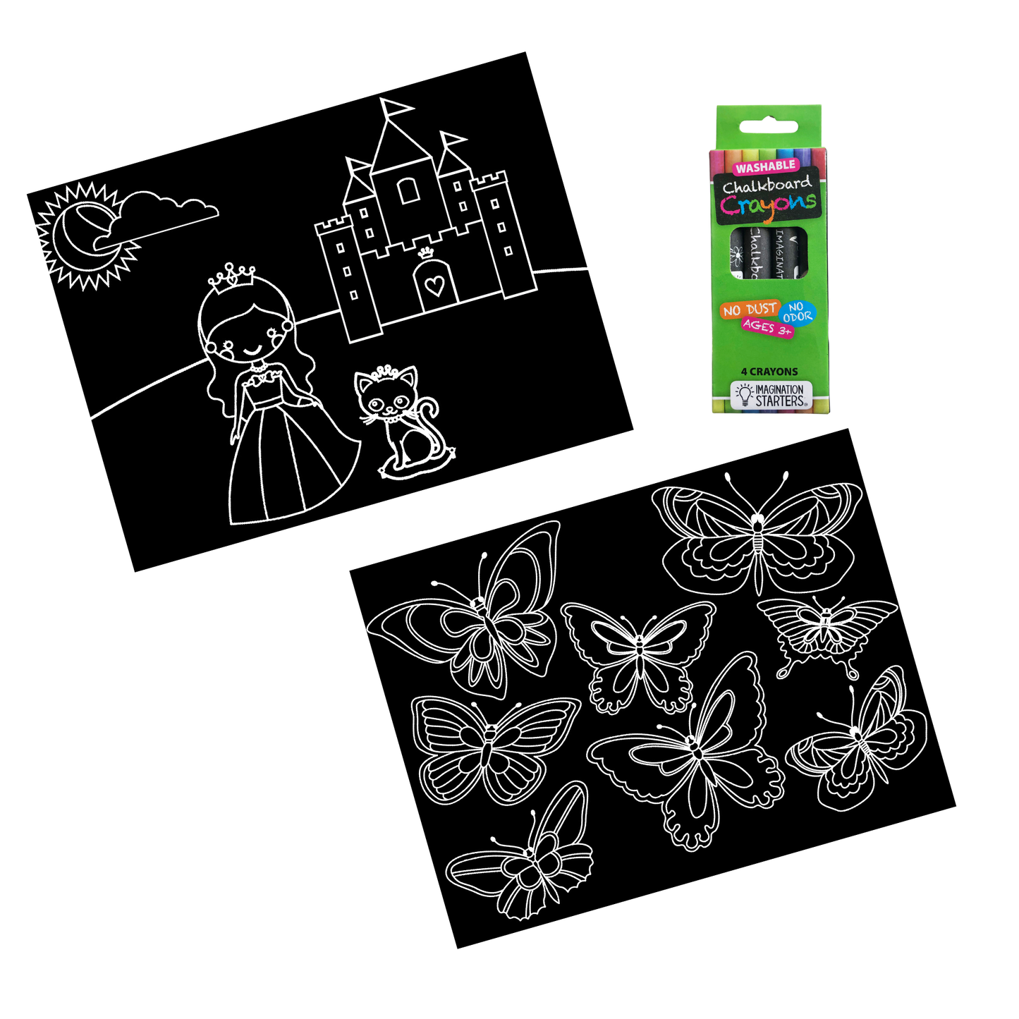 Imagination Starters - Chalkboard Princess/ Butterfly Coloring Travel Mat Set